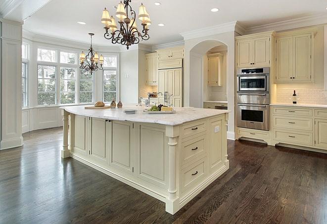 beautiful laminate floors in a spacious kitchen in Malta, OH